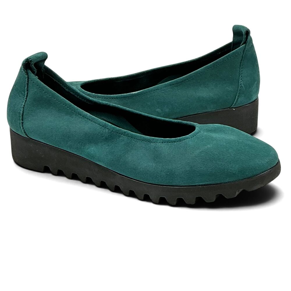 Aetrex Brianna Ballet Flat Womens EU37 US7 Aqua Nubuck Leather Comfort Shoes - Picture 3 of 12